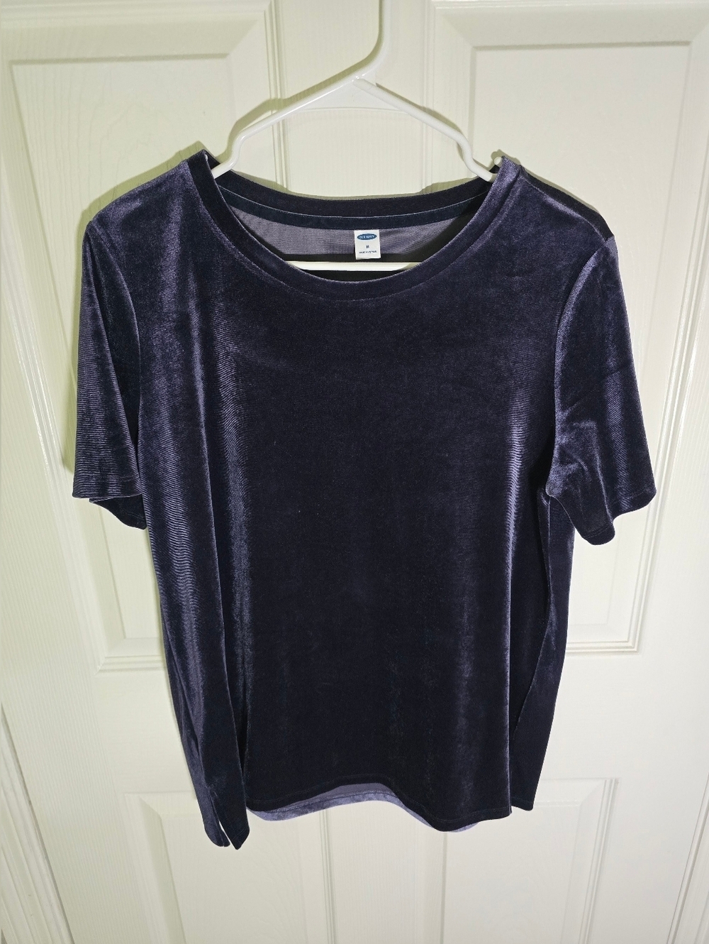 Old Navy Womens Blue Velvet Short Sleeve Shirt Medium